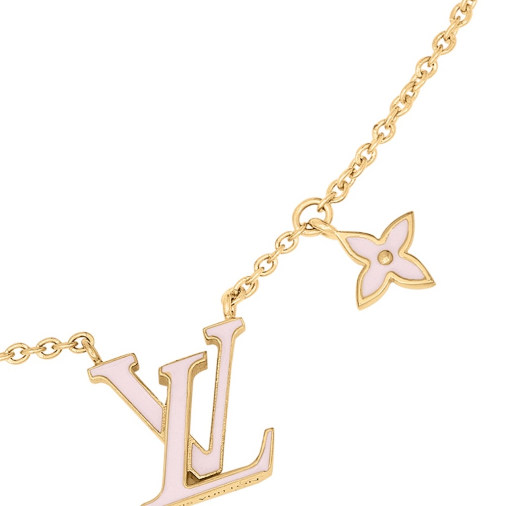 Louis Vuitton Enamel Pink and Gold Necklace